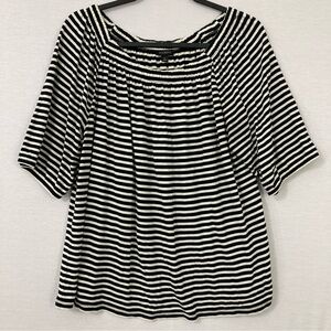Talbots Black White Striped Ultra Soft Stretch Casual Pullover Top XL